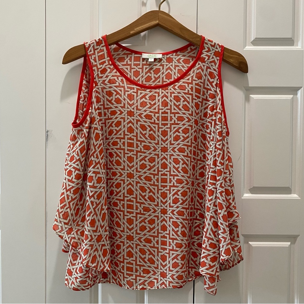 Stylish Red and White Geometric Women's Tank Top